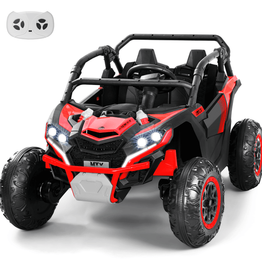 Wisairt 24V Kids Ride on Truck Car with 2 Seaters, 4WD Electric Powered Ride on UTV, 1.86-5 MPH, Remote Control, LED Lights, Bluetooth, Music, Giftable Ride on Toy Car for Kids Age 3-8 Years