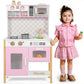 Wisairt Pretend Play Kitchen Set, Wooden Kitchen for Kids w/ Stove, Sink, Oven, Microwave, Coffee Maker Gift for Boys Girls Age 3-8