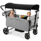 Vomeast Wagon Stroller for Kids,Spacious 2-Seater Stroller Wagon with Adjustable Canopy,Pull & Push Handle,5-Point Harness,Foldable for Toddlers, Black