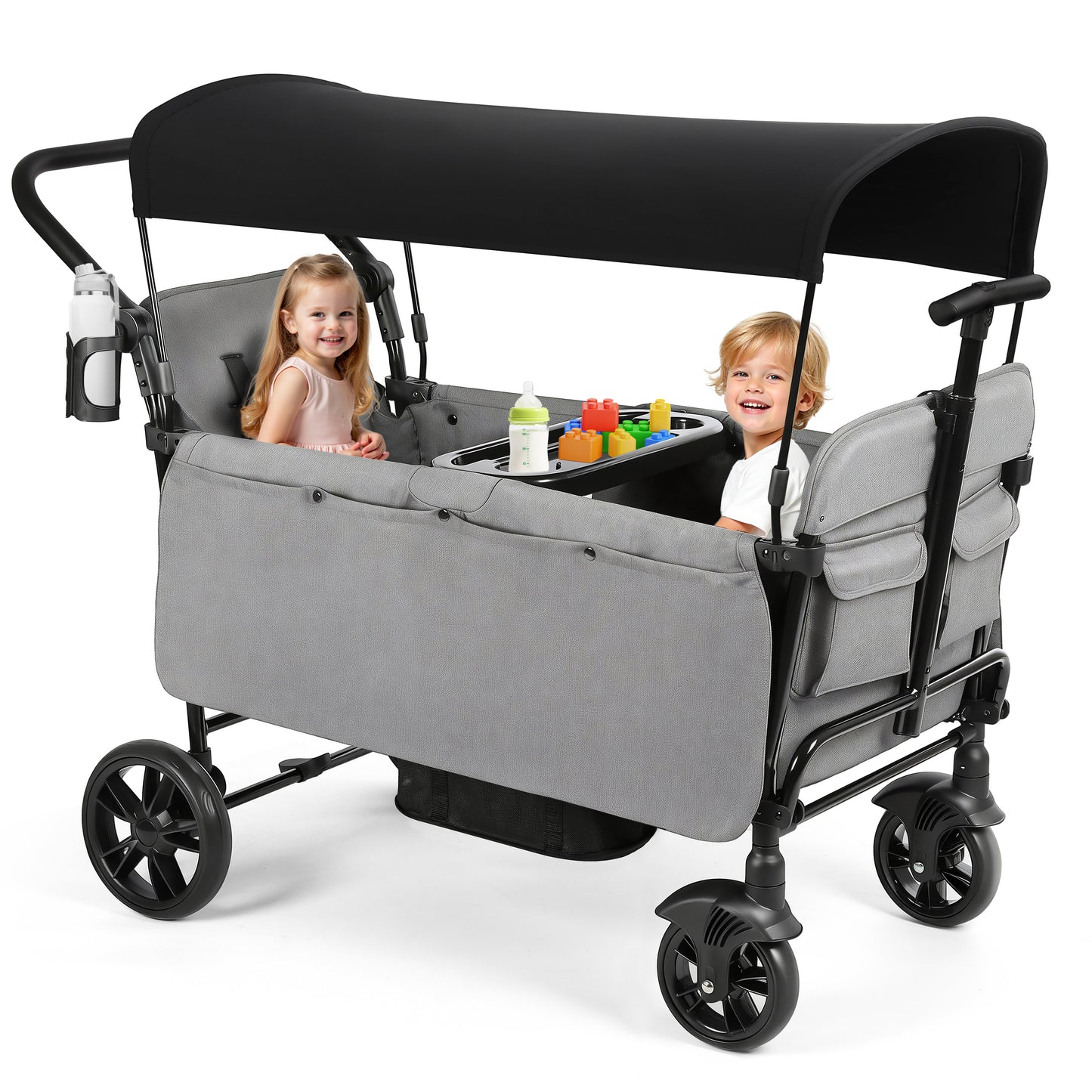 Vomeast Wagon Stroller for Kids, Spacious 2-Seater Stroller Wagon with –  WISAIRT