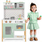 Wisairt Pretend Play Kitchen Set, Wooden Kitchen for Kids w/ Stove, Sink, Oven, Microwave, Coffee Maker Gift for Boys Girls Age 3-8