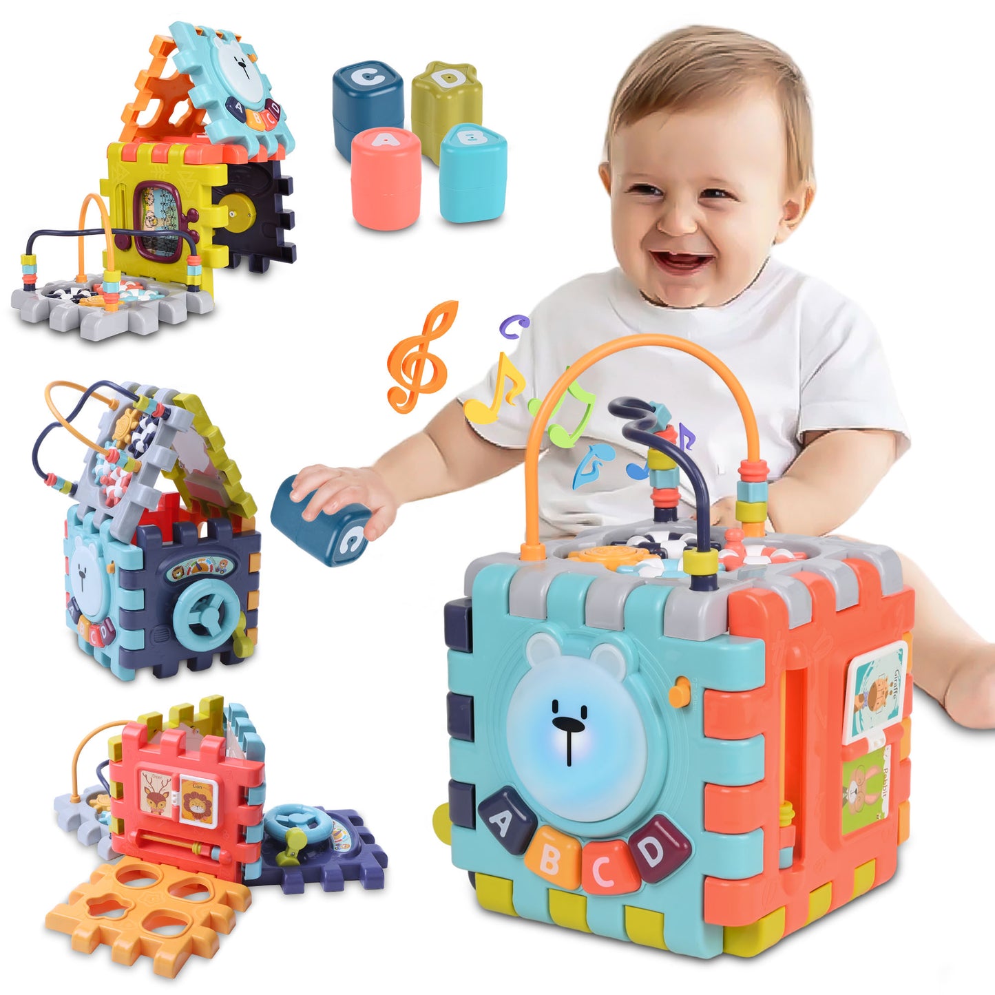 Wisairt Baby Activity Cube Learning Toys for 12-36 Months,Educational Montessori Toddler Toys Easter Birthday Party Gifts for Boys Girls