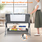 Vomeast Baby Bassinet, Bedside Sleeper Bedside Crib, Folding Portable Crib with Zipper, Grey