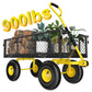900 lb Heavy-Duty Garden Cart, 2-in-1 Utility Wagon with Removable Sides, 10" Pneumatic Tires & Adjustable Handle