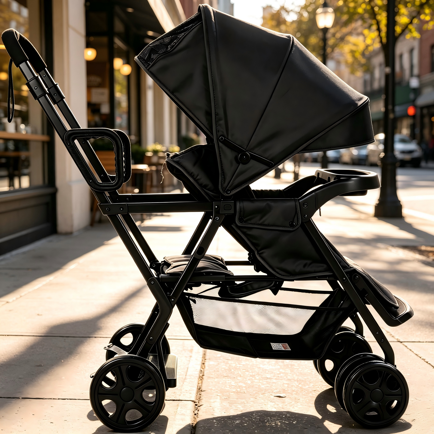 Vomeast Double Stroller, Foldable Travel Baby Stroller, Sit and Stand, Lockable Front Wheels, Dual Rear Brakes