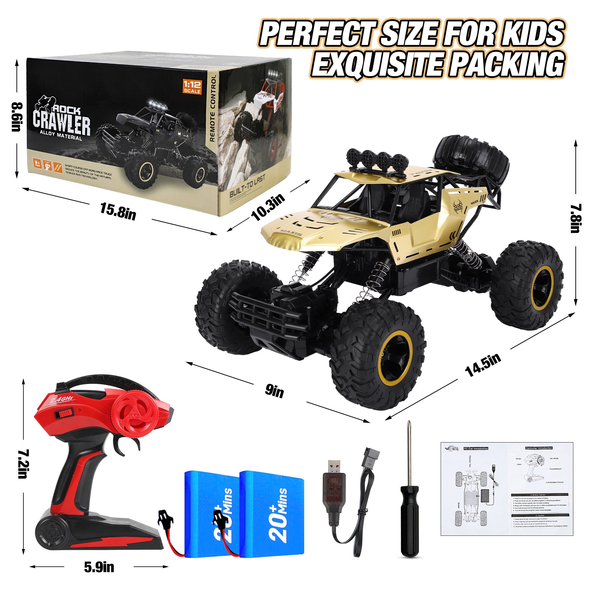 Wisairt 1:12 Large RC Cars,4WD Large Remote Control Monster Truck