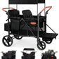 Vomeast Upgrade Wagon Stroller for 2 Kids, 2-Seater Outdoor Baby Stroller Wagon with Canopy, 5-Point Harness, Adjustable Handle(Black)