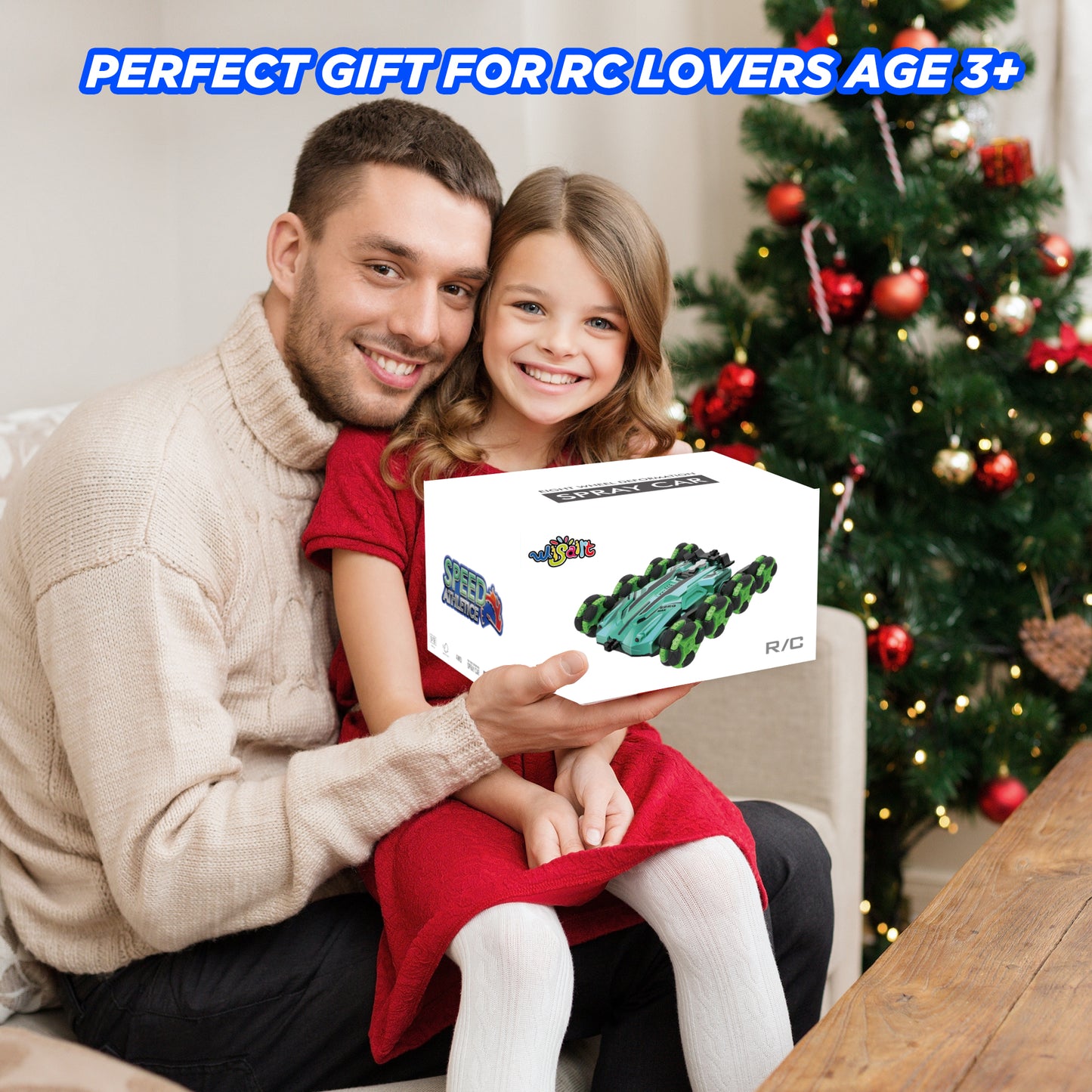 WISAIRT Remote Control Monster Truck,1:18 RC Drift Car with Spray 360 Degress Stunt Car Toys for Kids Boys Girls 6+ Birthday Gifts(Green)
