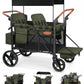 Vomeast Upgrade Wagon Stroller for 2 Kids, 2-Seater Outdoor Baby Stroller Wagon with Canopy, 5-Point Harness, Adjustable Handle(Black)