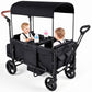 2-Seater Wagon Stroller for Kids, Foldable Stroller Wagon with Canopy, 5-Point Harness, Push & Pull Handle