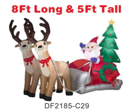 Vrilay Christmas Inflatable,Santa Elk with Sleigh Inflatable with LED Lights for Christmas Holiday Outdoor Yard Decorations