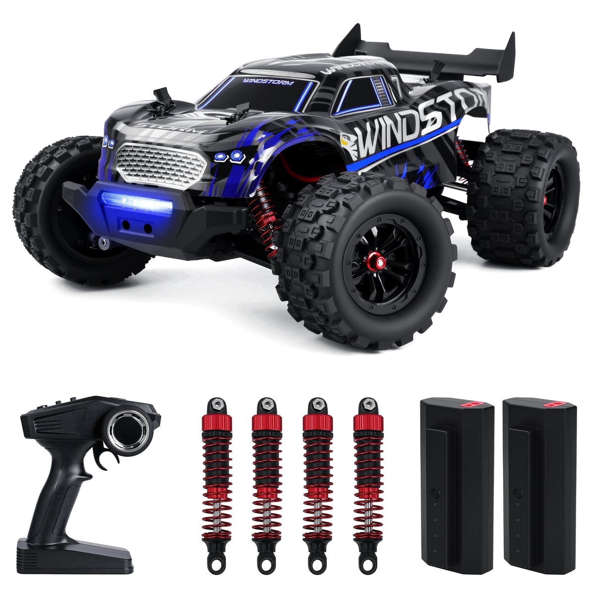 1:14 RC Monster Truck - 40+ KM/H 4WD All-Terrain RC Car with Metal Drivetrain & 2 Batteries