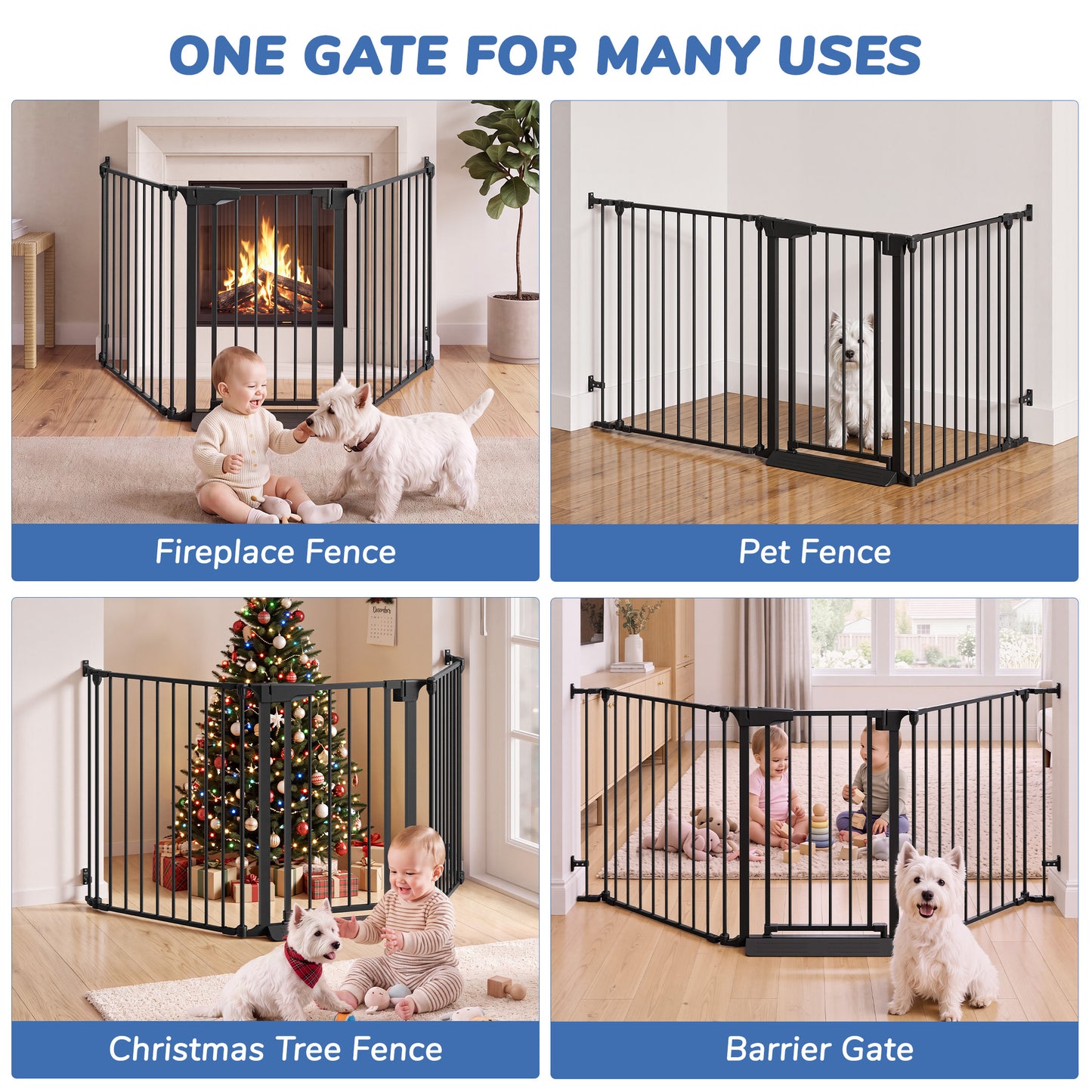 Vomeast 34.6"-84.2" Extra Wide Baby Safety Gate,Auto Close Pet Dog Gates for Stairs Doorways Fireplace,Anti-Trip Pedal,29.5" Tall,Black