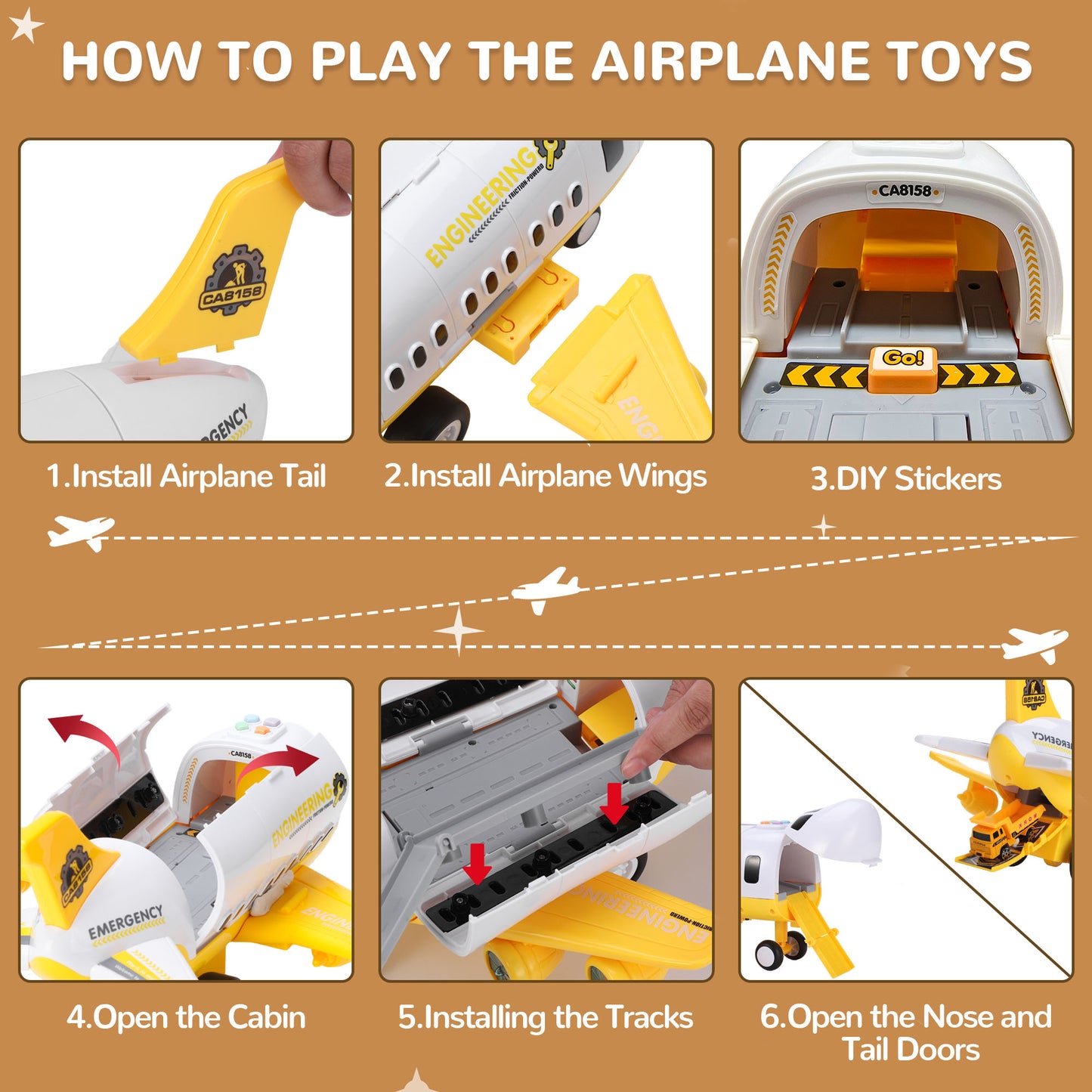 WISAIRT Cargo Airplane Toys,Take Apart Airplane Engineering Aircraft Toy Set Car Track Cargo Plane with 5car for 3-8 Year Old Boys Gifts