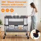 Vomeast Baby Bassinet Bedside Sleeper with Wheels, Adjustable Height, Storage Basket, Mosquito Net for Newborns Infants, Dark Gray