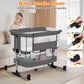 Vomeast Baby Bassinet Bedside Sleeper with Wheels, Adjustable Height, Storage Basket, Mosquito Net for Newborns Infants, Dark Gray
