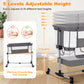 Vomeast Baby Bassinet Bedside Sleeper with Wheels, Adjustable Height, Storage Basket, Mosquito Net for Newborns Infants, Dark Gray