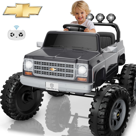 Chevrolet Cheyenne 24V 7Ah Kids Ride on Car, Wisairt 2 Seater Battery Powered Electric Vehicle w/ Remote Control, LED Lights, Music, Electric Car for Kids Ages 3-8