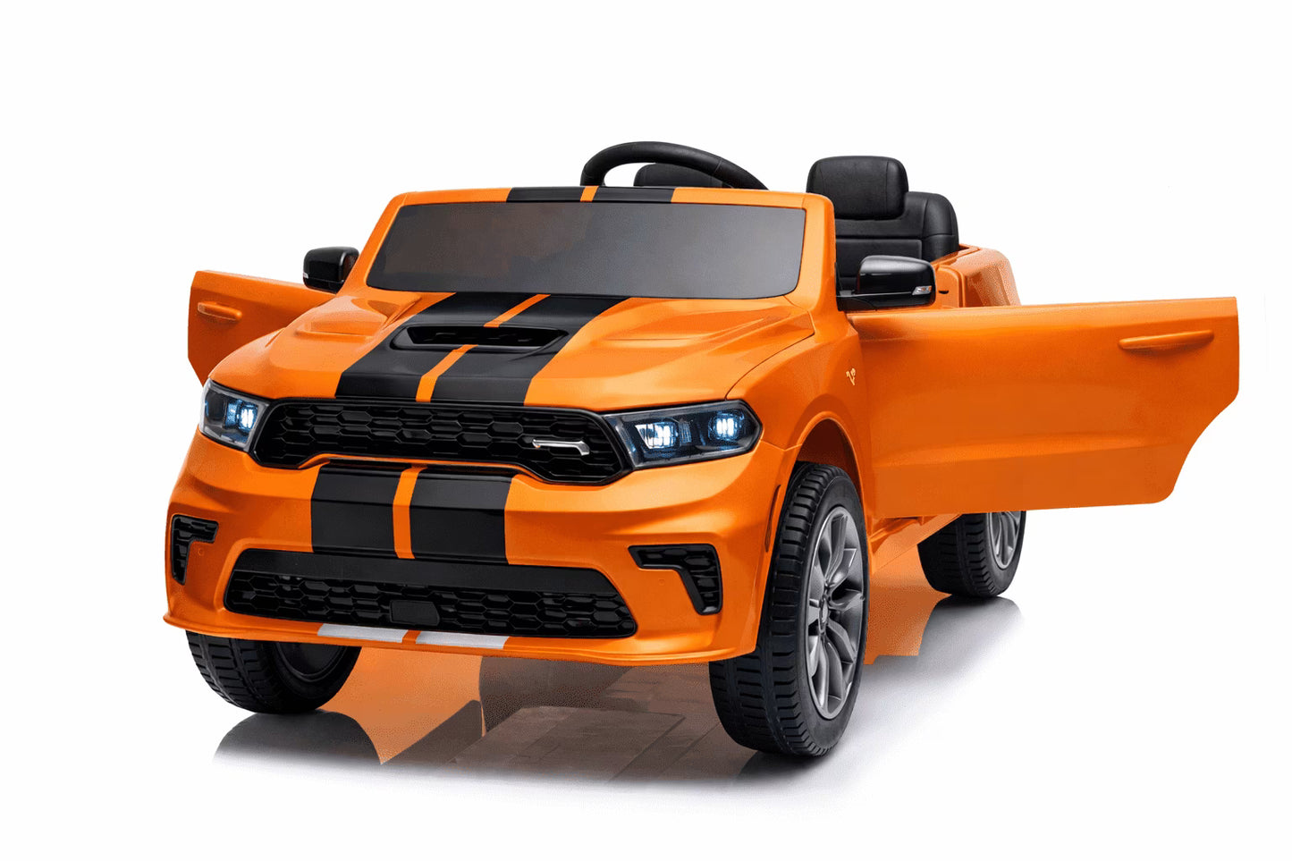 Wisairt Dodge Kids Electric Ride-On Car, 24V Licensed Dodge Durango Electric Ride-On Toy with Parent Remote Control, Electric Car for Girls Ages 3–6, Features Music/LED Lights/Seat Belt, Orange