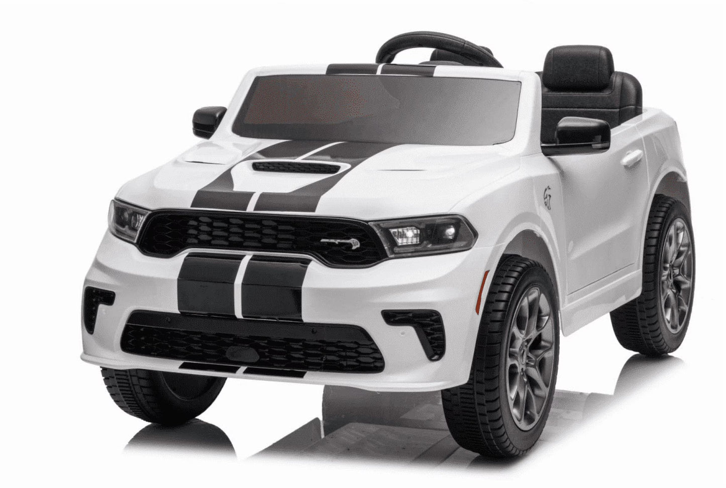 Wisairt Dodge Kids Electric Ride-On Car, 24V Licensed Dodge Durango Electric Ride-On Toy with Parent Remote Control, Electric Car for Boys Ages 3–6, Features Music/LED Lights/Seat Belt, White