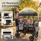 Vomeast 4-Seater Wagon Stroller, Outdoor Baby Stroller for 4 Kids, Stroller Wagon,Gray