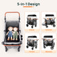 Vomeast 4-Seater Wagon Stroller, Outdoor Baby Stroller for 4 Kids, Stroller Wagon,Gray