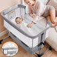 Vomeast Baby Bassinet Bedside Sleeper with Wheels, Adjustable Height, Storage Basket, Mosquito Net for Newborns Infants, Dark Gray