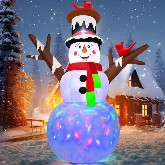 Hijoke 7ft Christmas Inflatable, Snowmen Inflatable with LED Lights for Christmas Holiday Outdoor Yard Decorations