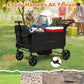 Vomeast Wagon Stroller for Kids,Spacious 2-Seater Stroller Wagon with Adjustable Canopy,Pull & Push Handle,5-Point Harness,Foldable for Toddlers, Black