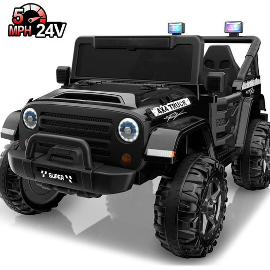 Wisairt 24V 9Ah Kids Ride on Truck, 2 Seater Powered Ride on Car w/Remote Control and Openable Storage Space, Bluetooth, Music, Colorful LED Lights, Electric Car for Kids Ages 3-8