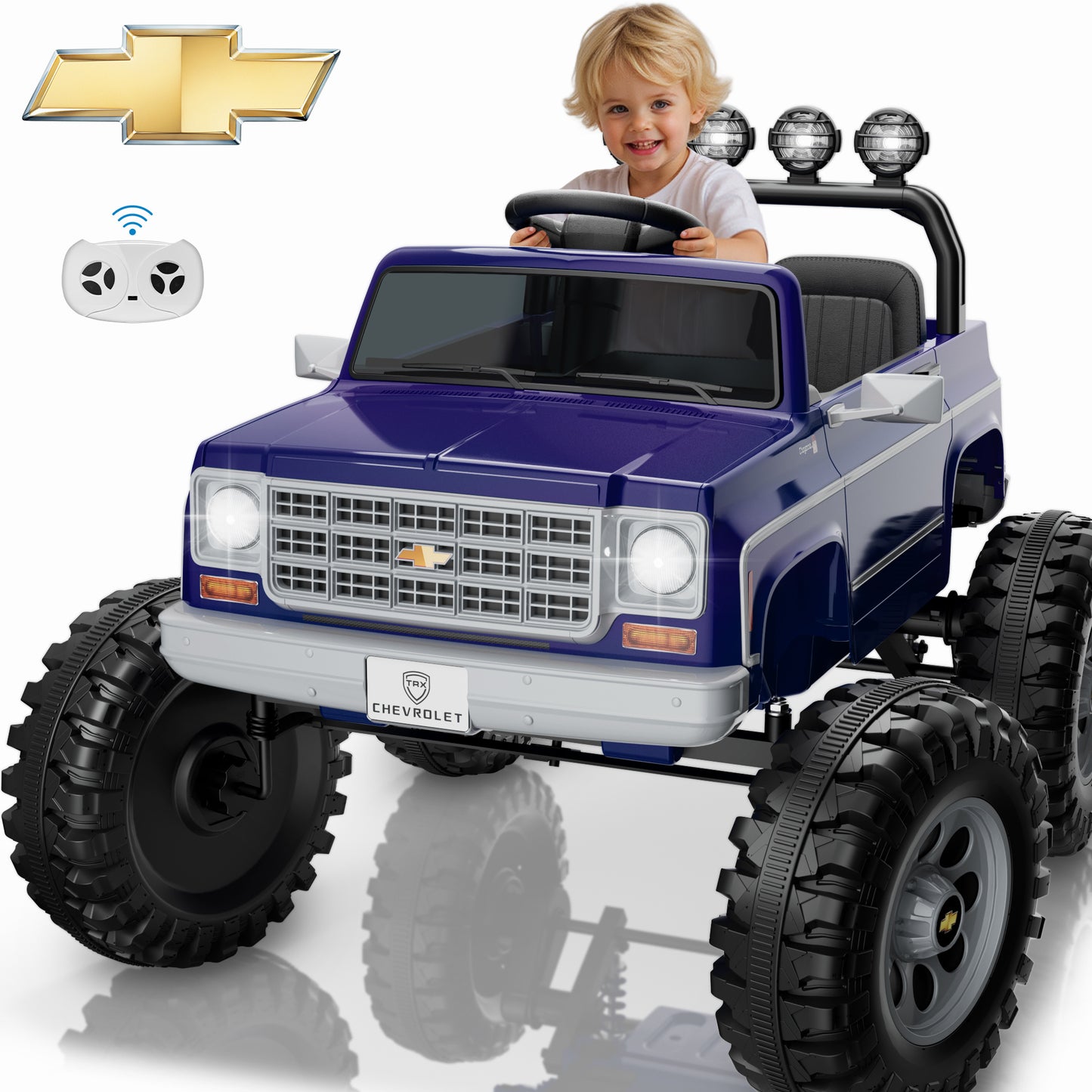 Chevrolet Cheyenne 24 Volt Ride on Toys with Remote, Ride on Truck for Big Kids 3-8 Years, Wisairt Power Car Wheels with 2 Seater, Black