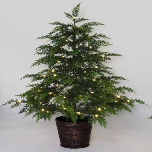 24" Mini Christmas Trees, 2-Pack Artificial Full PE Cypress Trees, Realistic Indoor Holiday Decor