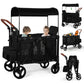Vomeast Wagon Stroller for 2/4 Kids, 3-in-1 Wagon Stroller with Canopy, 5-Point Harness, Adjustable Handlebars, Removable Seat for Toddlers