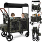 Vomeast Wagon Stroller for 2/4 Kids, 3-in-1 Wagon Stroller with Canopy, 5-Point Harness, Adjustable Handlebars, Removable Seat for Toddlers