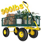 900 lb Heavy-Duty Garden Cart, 2-in-1 Utility Wagon with Removable Sides, 10" Pneumatic Tires & Adjustable Handle