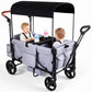 2-Seater Wagon Stroller for Kids, Foldable Stroller Wagon with Canopy, 5-Point Harness, Push & Pull Handle