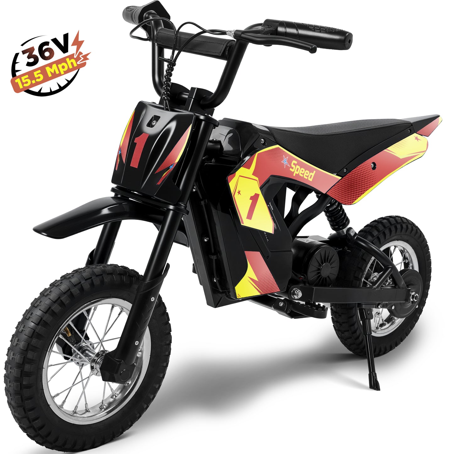 Wisairt 36V Kids Electric Dirt Bike, 15.5 MPH Electric Motorcycle Ride on Dirt Bike for Kids Aged 6-10, 133 lbs Max Load, 10-mile Range, 3 Speeds, Waterproof Seat, Twist Grip Throttle