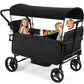 Vomeast Wagon Stroller for Kids,Spacious 2-Seater Stroller Wagon with Adjustable Canopy,Pull & Push Handle,5-Point Harness,Foldable for Toddlers, Black