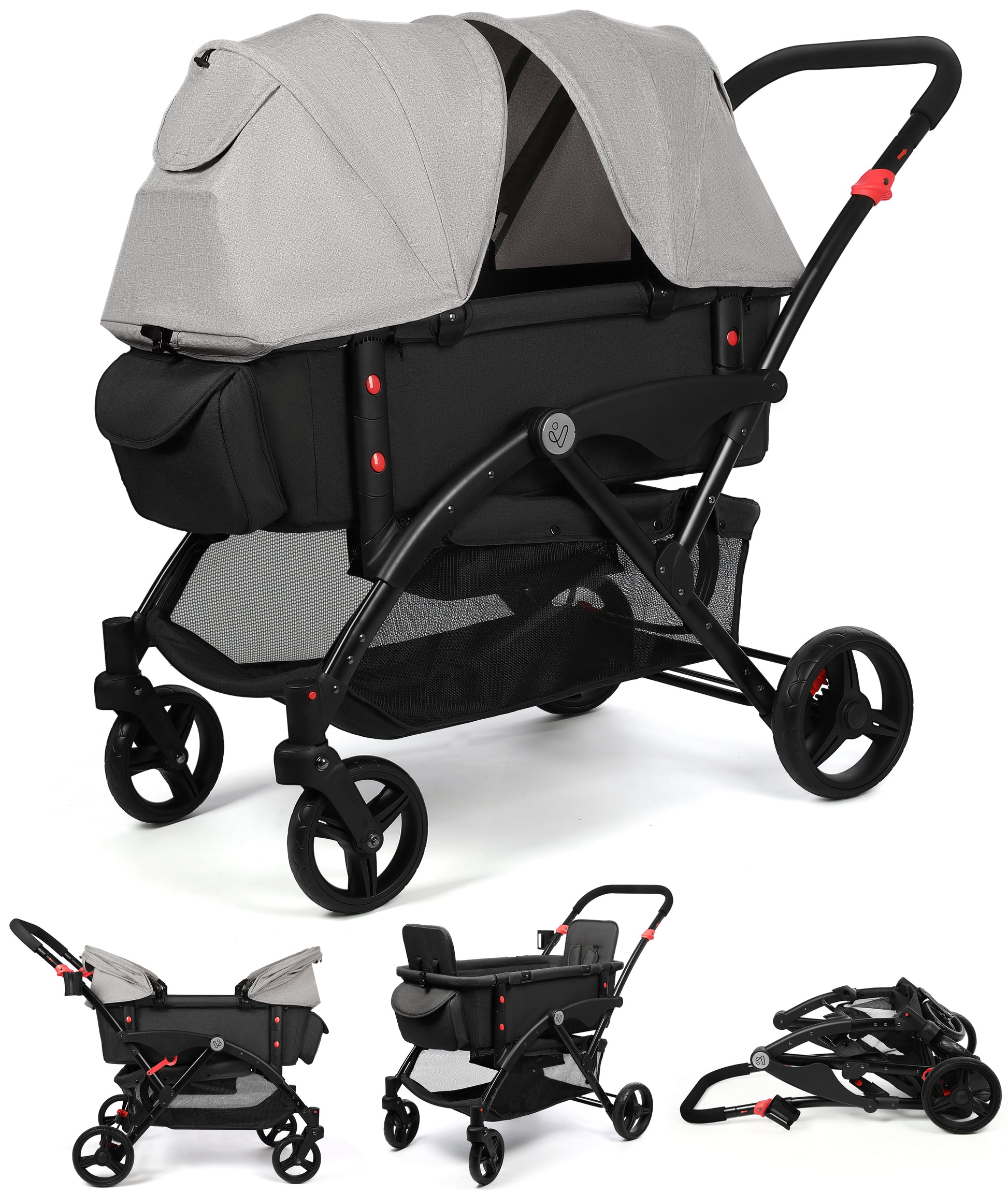 2 seat stroller wagon Vomeast Wagon Stroller with Canopy, 2-Seat Stroller Wagon for Kids, 5- – WISAIRT