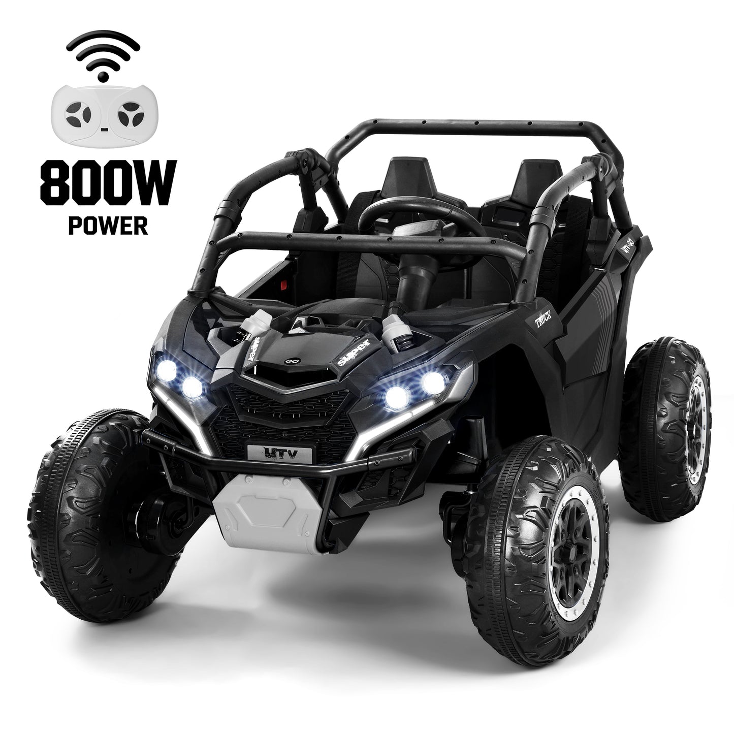 Wisairt 24V Ride on Toys 4WD Ride on Cars with Remote Control, 2 Seater Electric Car for Kids, Power Car Wheels, UTV w/ 4 Motors, Music, Lights, 3 Speeds