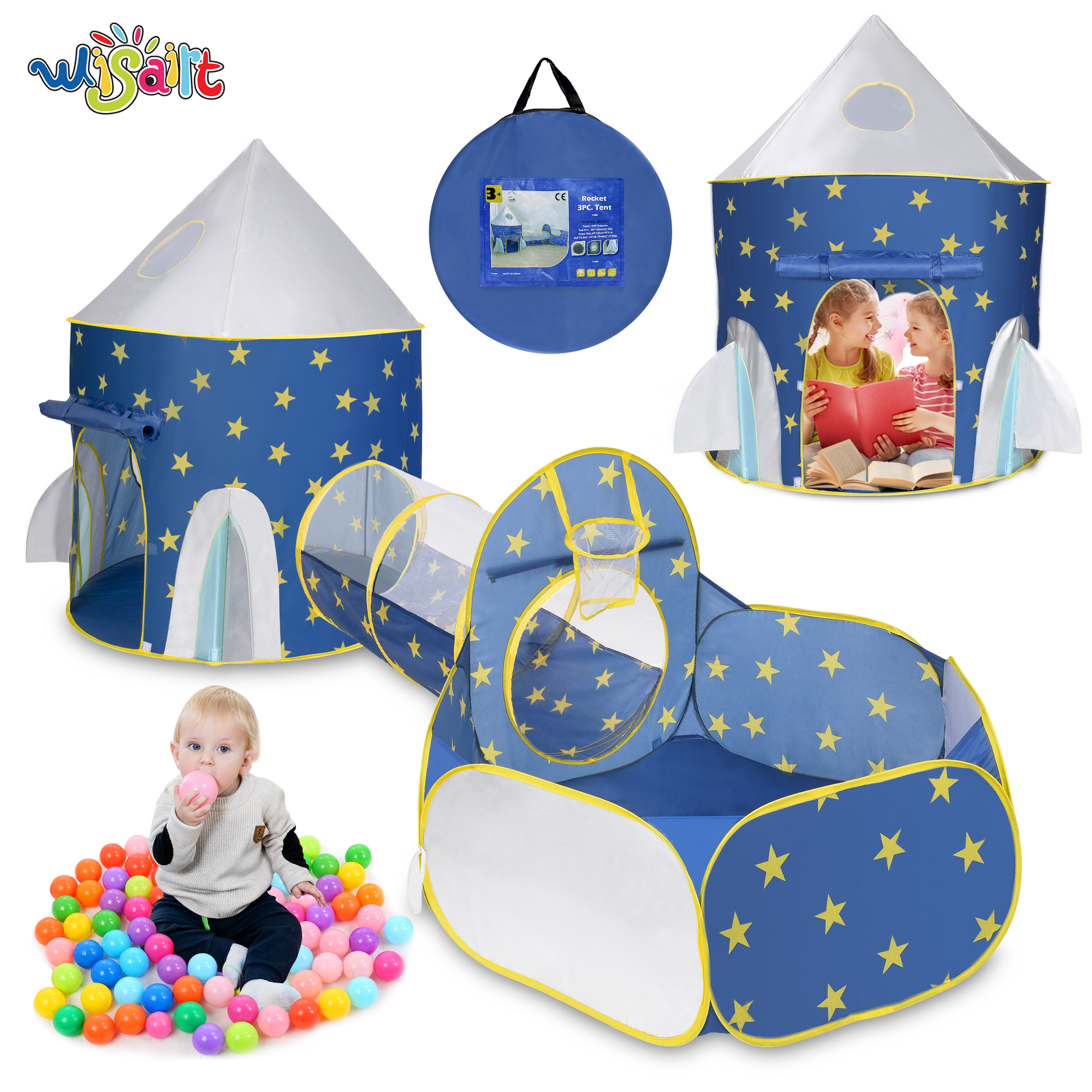 3PCS Kids Play Tent with Tunnel Ball Pit for Toddlers Boys Girls