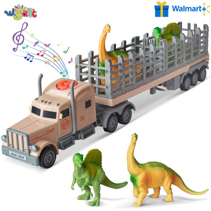 Truck Toy Transport Car Carrier Truck Toy with 2 Dinosaurs