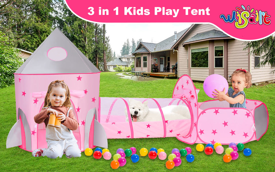 3PCS Kids Play Tent with Tunnel & Ball Pit  for Toddlers,Boys,Girls