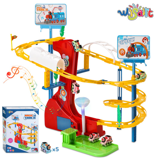 WISAIRT Race Track Set, City Stunt Climbing Track with 5 toy car & oop Raceway Gift for 3-8 Years Old Toddler Boys