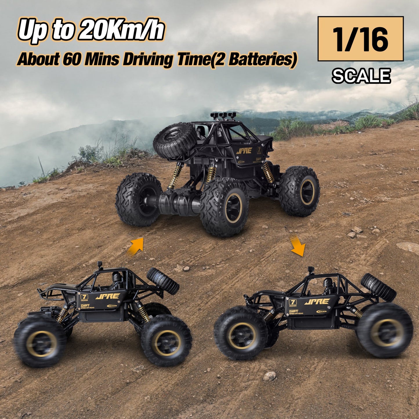 RC Car 1:16 Scale 4WD 2.4GHz Off-Road RC Truck Car