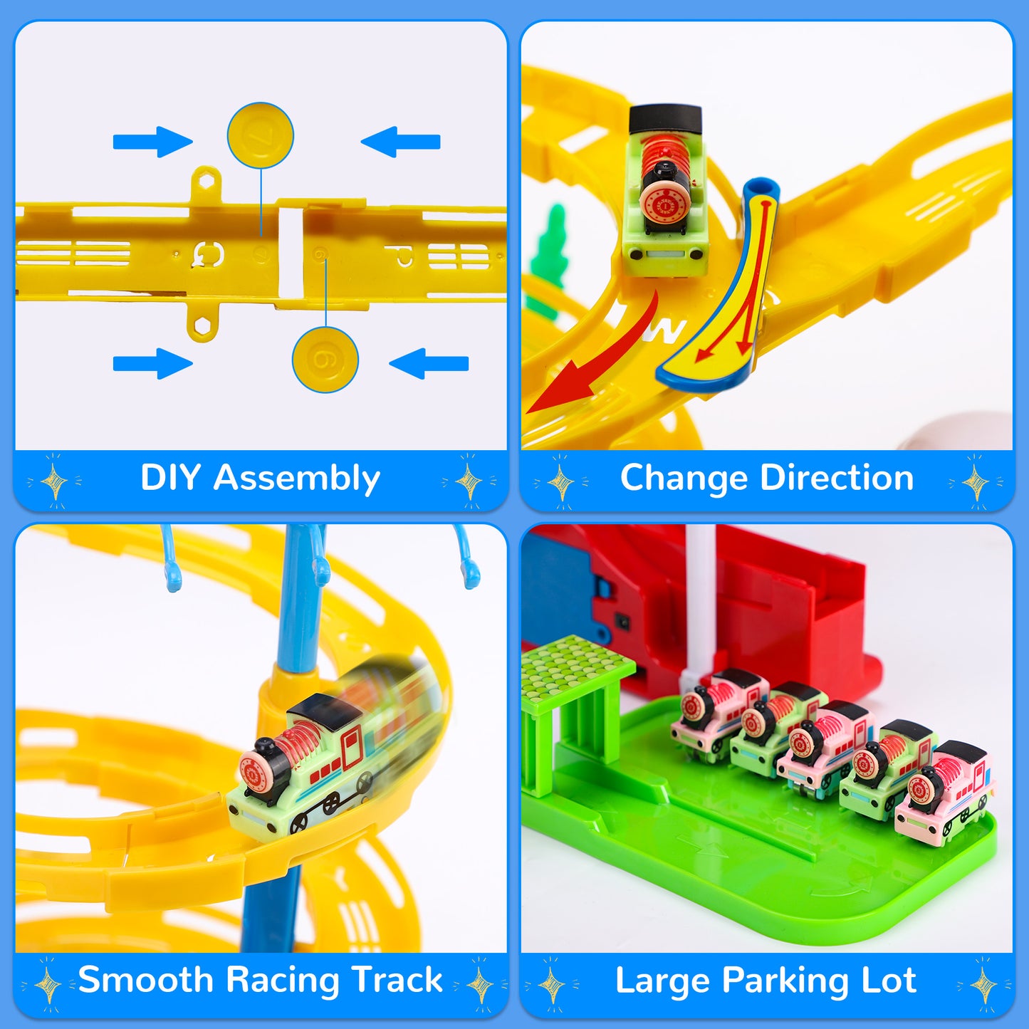 WISAIRT Race Track Set, City Stunt Climbing Track with 5 toy car & oop Raceway Gift for 3-8 Years Old Toddler Boys
