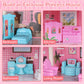 Wisairt Doll House for Girls, DIY DollHouses Set with 7 Rooms 1 Terraces, 23Pcs Pretend Play House Accessories for Kids Gift Ages 4-8, Pink