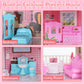 Wisairt Doll House for Girls, DIY DollHouses Set with 6 Rooms 3 Terraces, 20Pcs Pretend Play House Accessories for Kids Gifts Ages 4-8, Pink