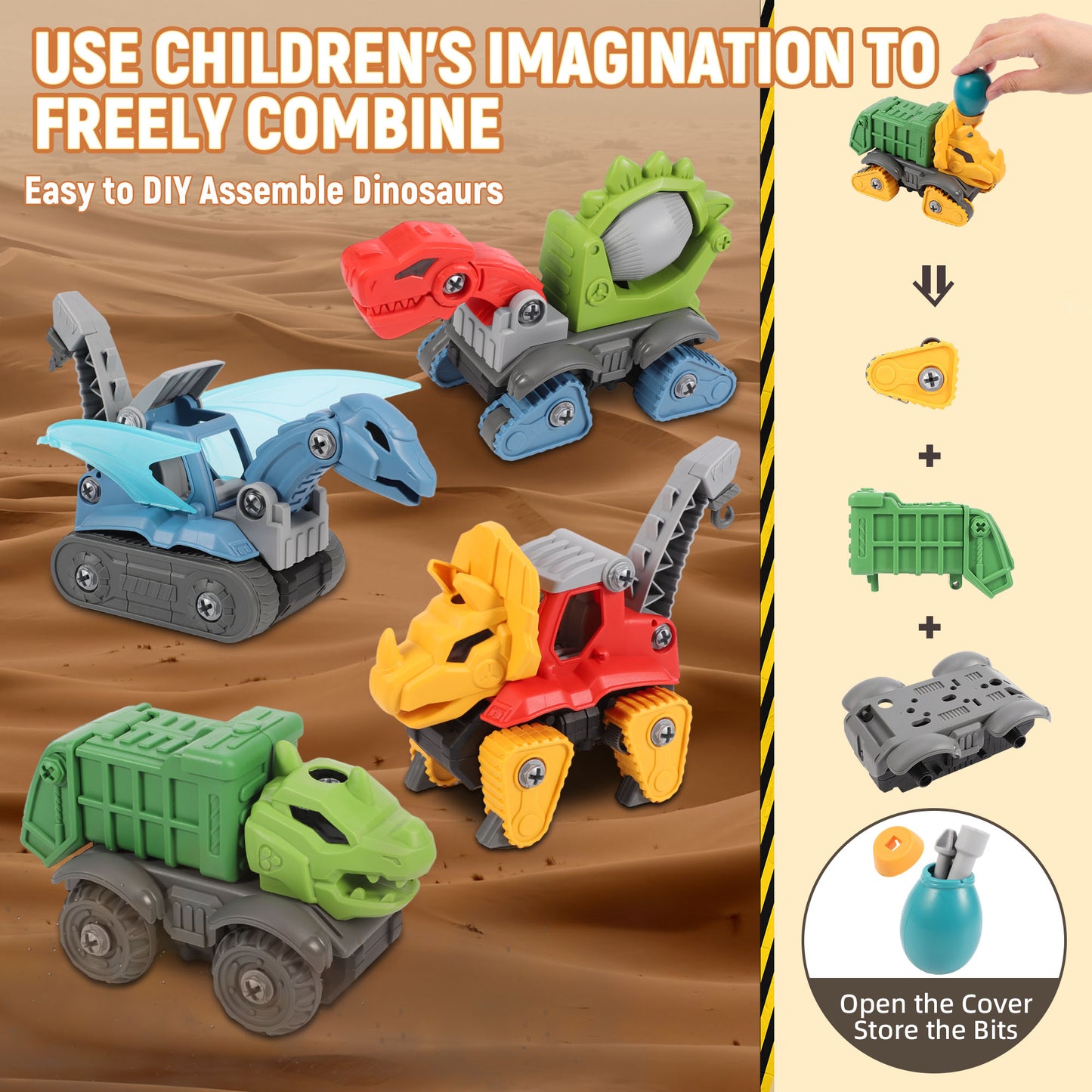 WISAIRT STEM Toys,Take Apart Engineer Dinosaur Toys for Kids with Electric  Screwdriver Storage Box,Building Toys for Boys Girls Age 3-12 Birthday Christmas Gifts(5 Pack)