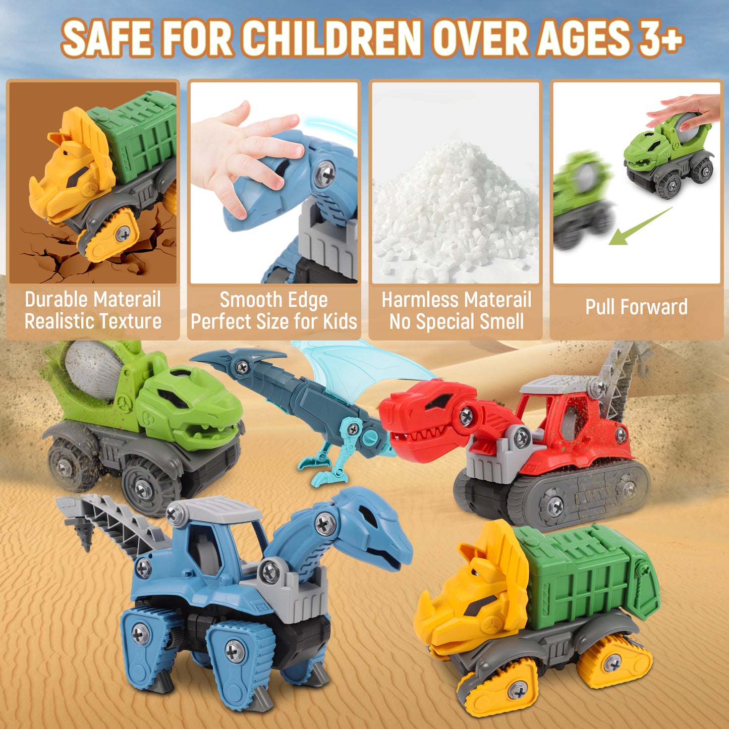 WISAIRT STEM Toys,Take Apart Engineer Dinosaur Toys for Kids with Electric  Screwdriver Storage Box,Building Toys for Boys Girls Age 3-12 Birthday Christmas Gifts(5 Pack)